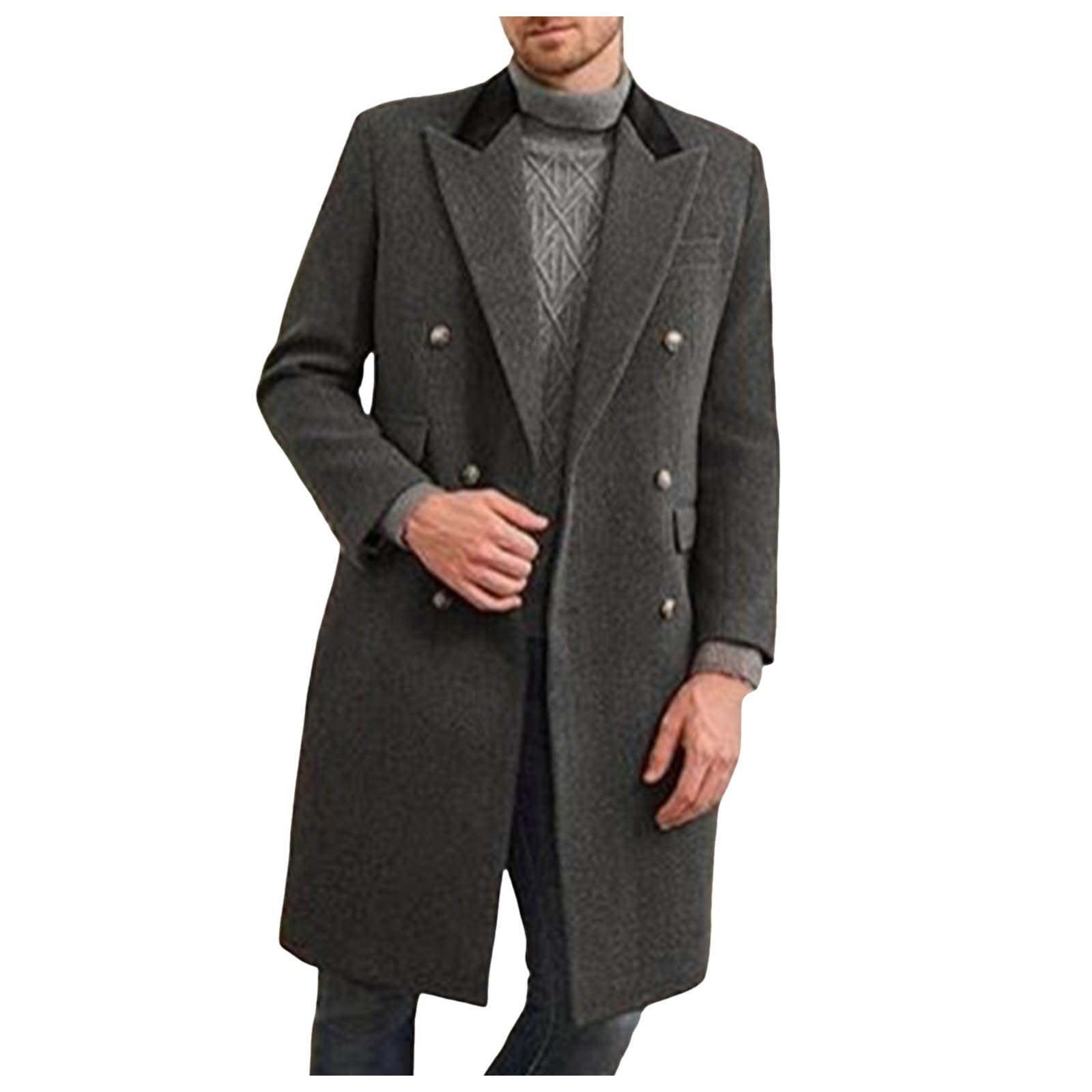 Trench Uomo Corto,Men&aposs Anoraks | Cappotto invernale maschile con stile moderno giacca lunga in lana soffice e caldo comfort elevato