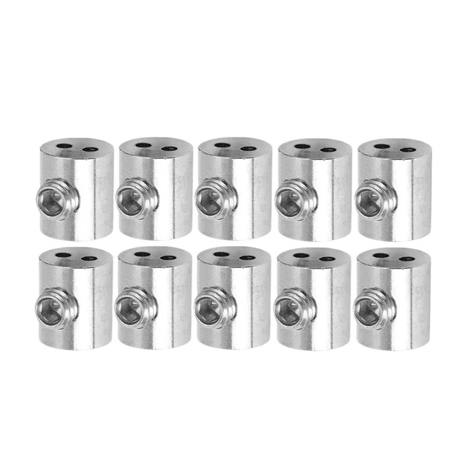 Dpnentv 10Pcs Double Hole Metal Wire Rope Clamp Adjustable Cable Retainer Clip(10Pcs)