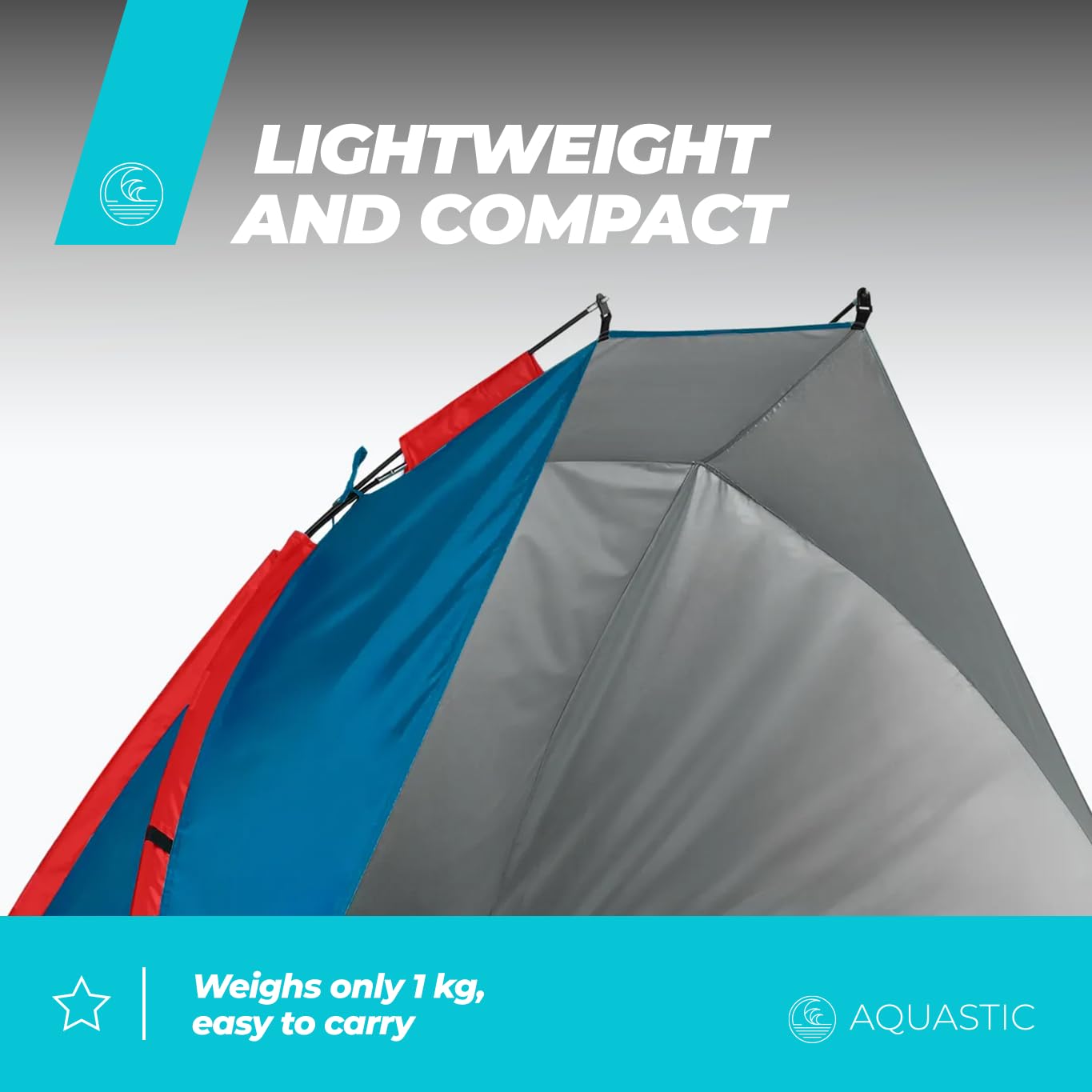 AQUASTIC Tenda da spiaggia Concielo leggera, compatta e protettiva, con UPF 50, 120 x 210 x 120 cm, in poliestere resistente e fibra di vetro, ideale per la spiaggia