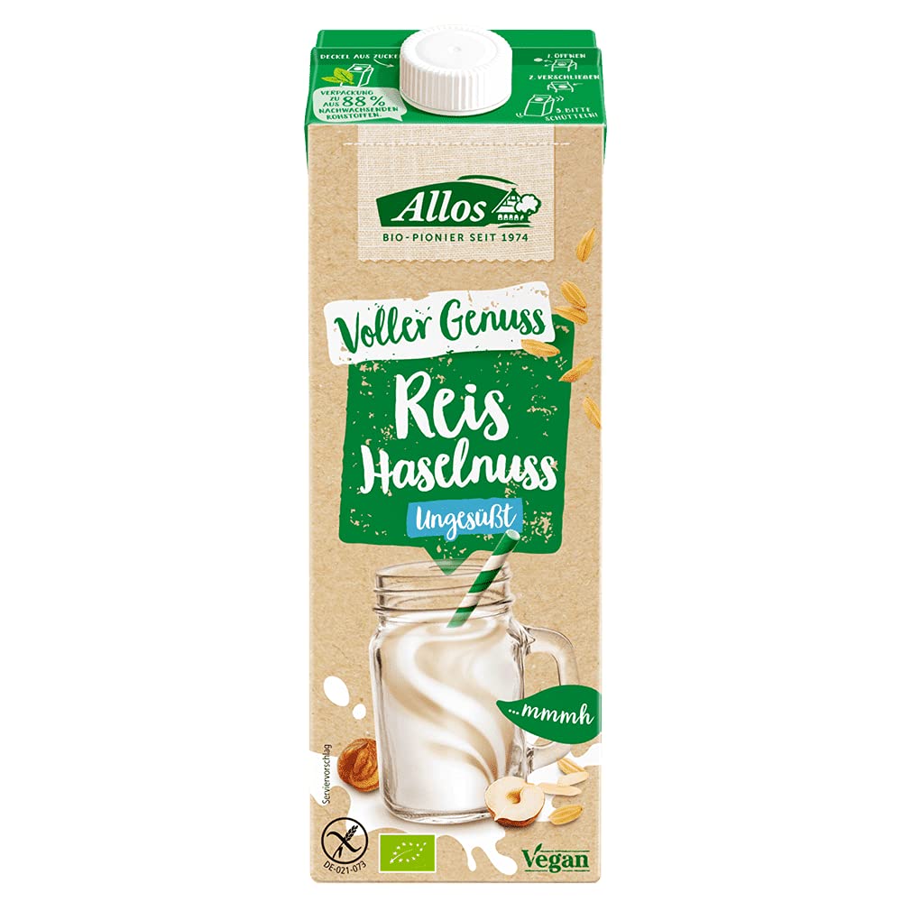 Allos Bio Reis Haselnuss Drink ungesüßt 24er Pack (24 x 1 L)