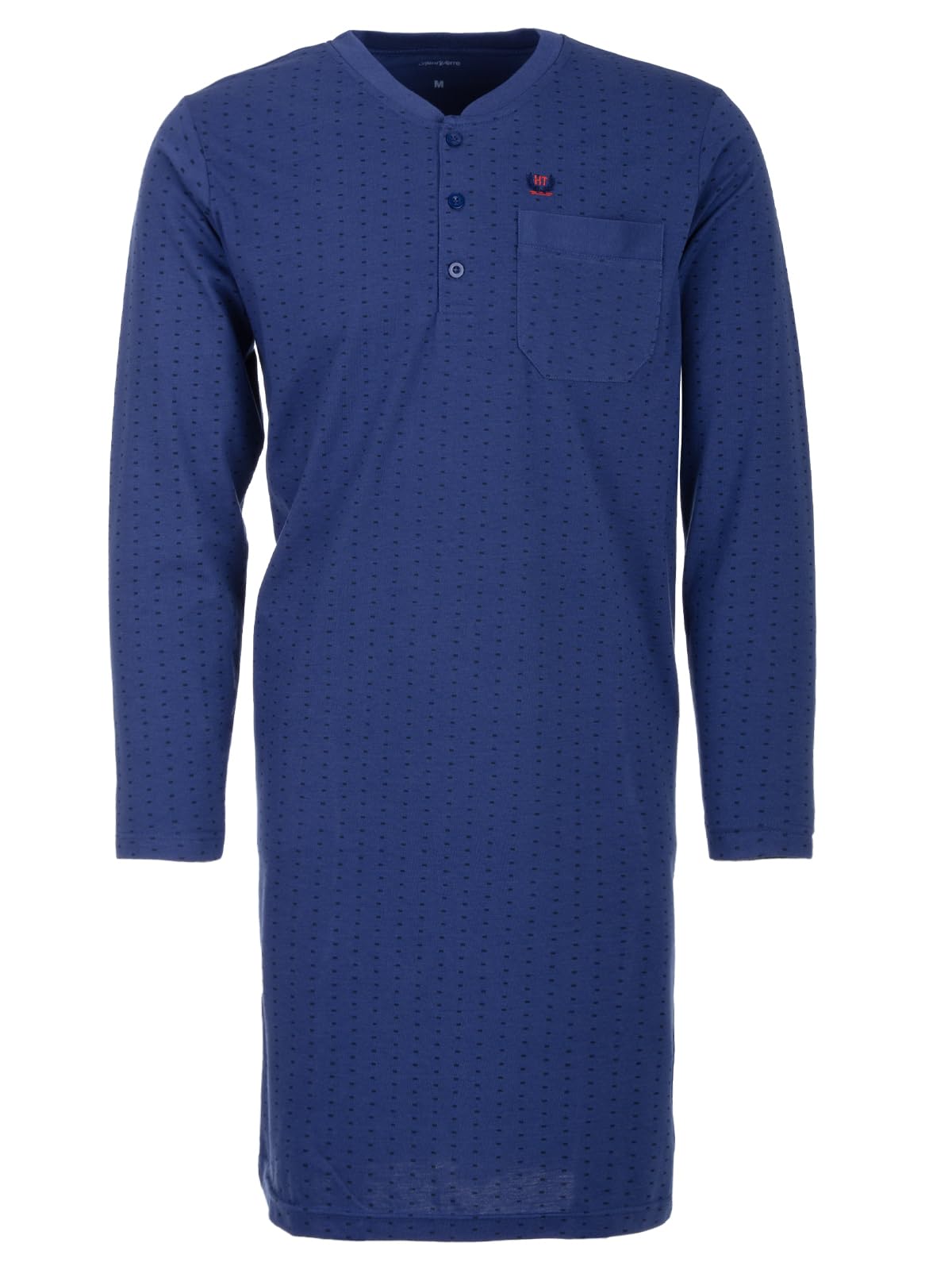 Chemise de nuit à manches longues pour homme - Motif rectangles - Poche poitrine - Boutonnière - M-2XL