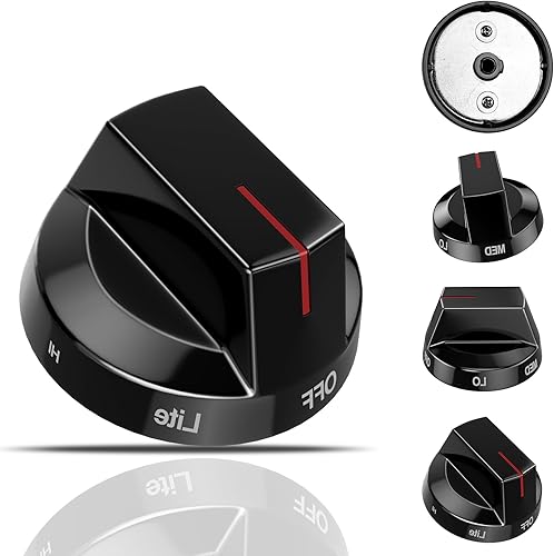 Miniatura 1 de LXun Pomo de estufa de gas DG94-03500A actualizado para horno Samsung inoxidable (5 piezas) reemplazo de pomo de estufa de acero inoxidable para