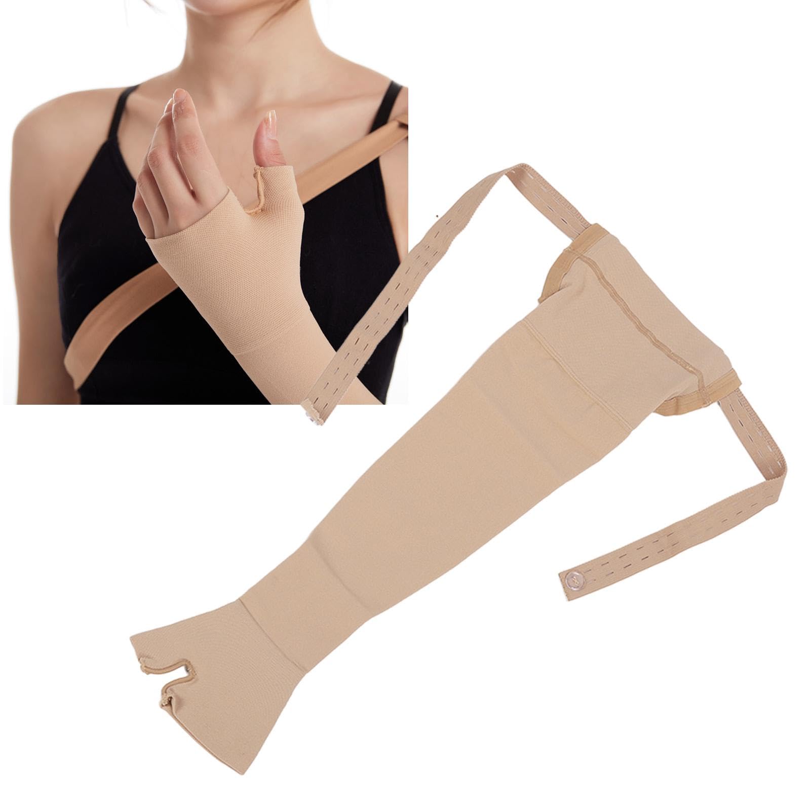Fyearfly Manchon De Bras De Lymphoedème En Nylon Doux Haute élasticité Respirant Portable Post-mastectomie Manchon De Bras Haute élasticité Soulagement De L'enflure Pour la Récupération(L-Gauche)