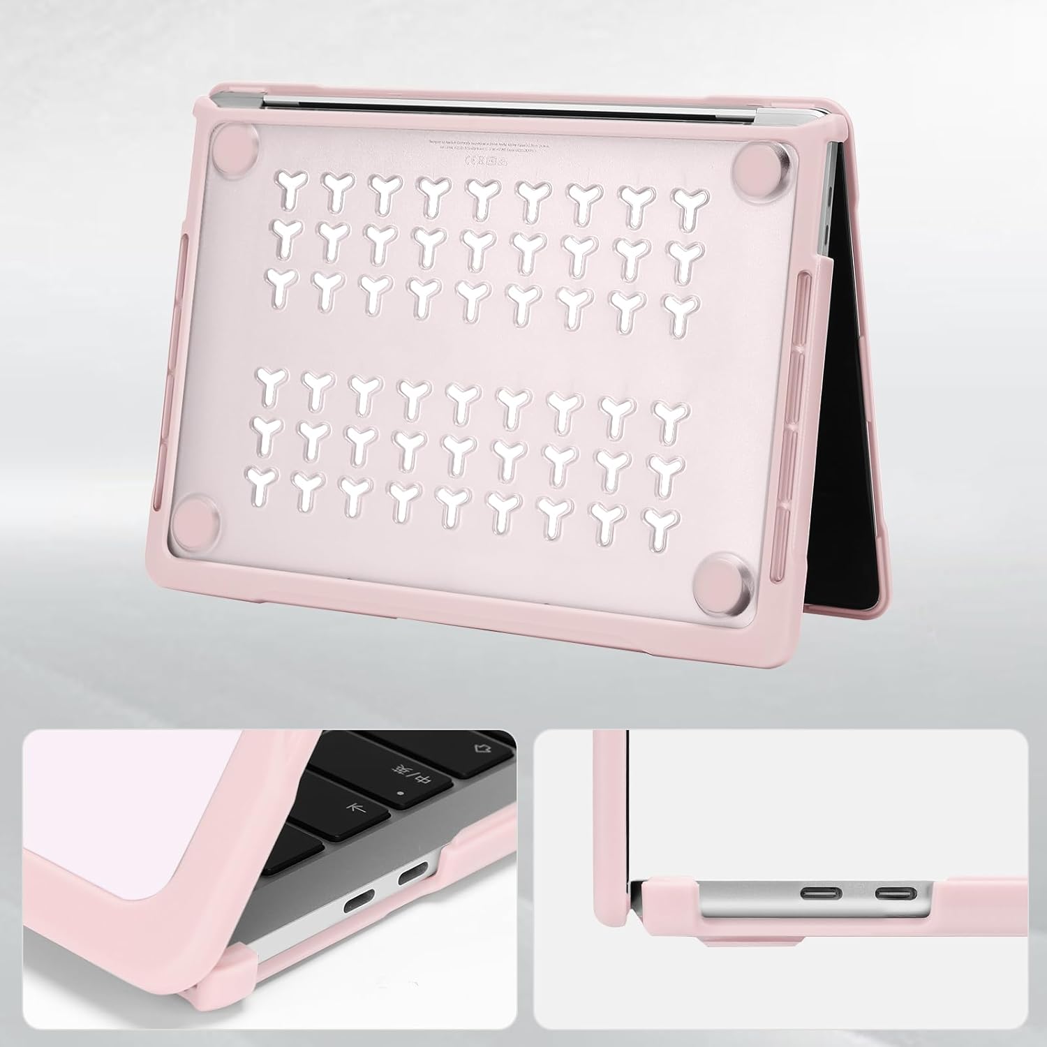 MOSISO Compatible with MacBook Pro 13 inch Case M2 2026-2016 A2338 M1 A2251 A2289 A2159 A1989 A1708 A1706, Crack-Resistant Plastic Hard Case with Soft TPU Bumper&Keyboard Cover, Chalk Pink