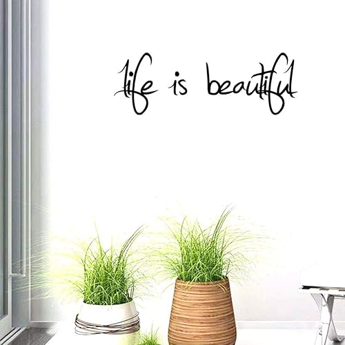 Miniatura 5 de BIBITIME Calcomanías de vinilo con frases inspiradoras Life is Beautiful, palabras en inglés, frases en inglés, decoración de arte para el hogar,