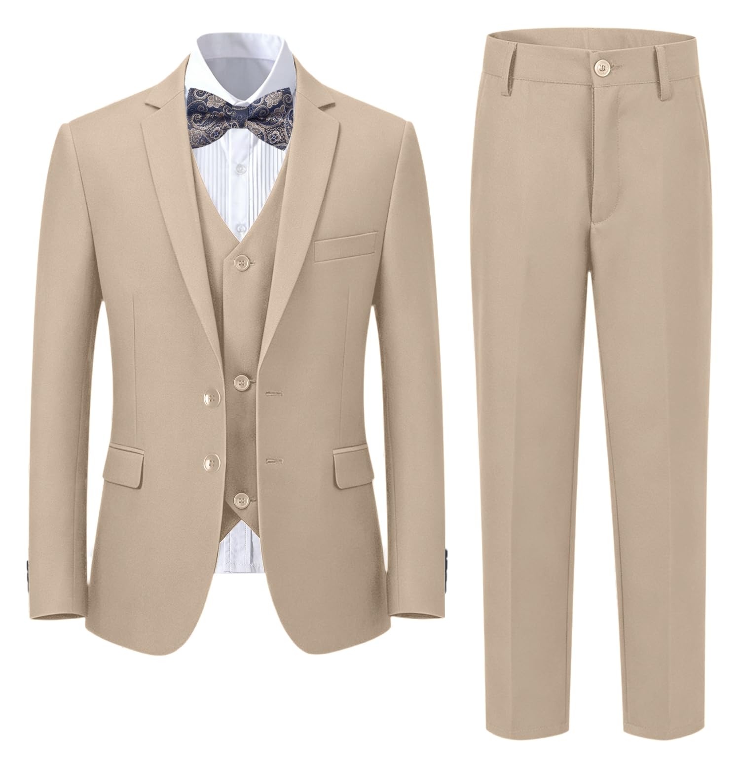 Boy's Formal Suit Set, Slim Fit Suits for Kids, 5 Pieces Boys Tuxedo Set