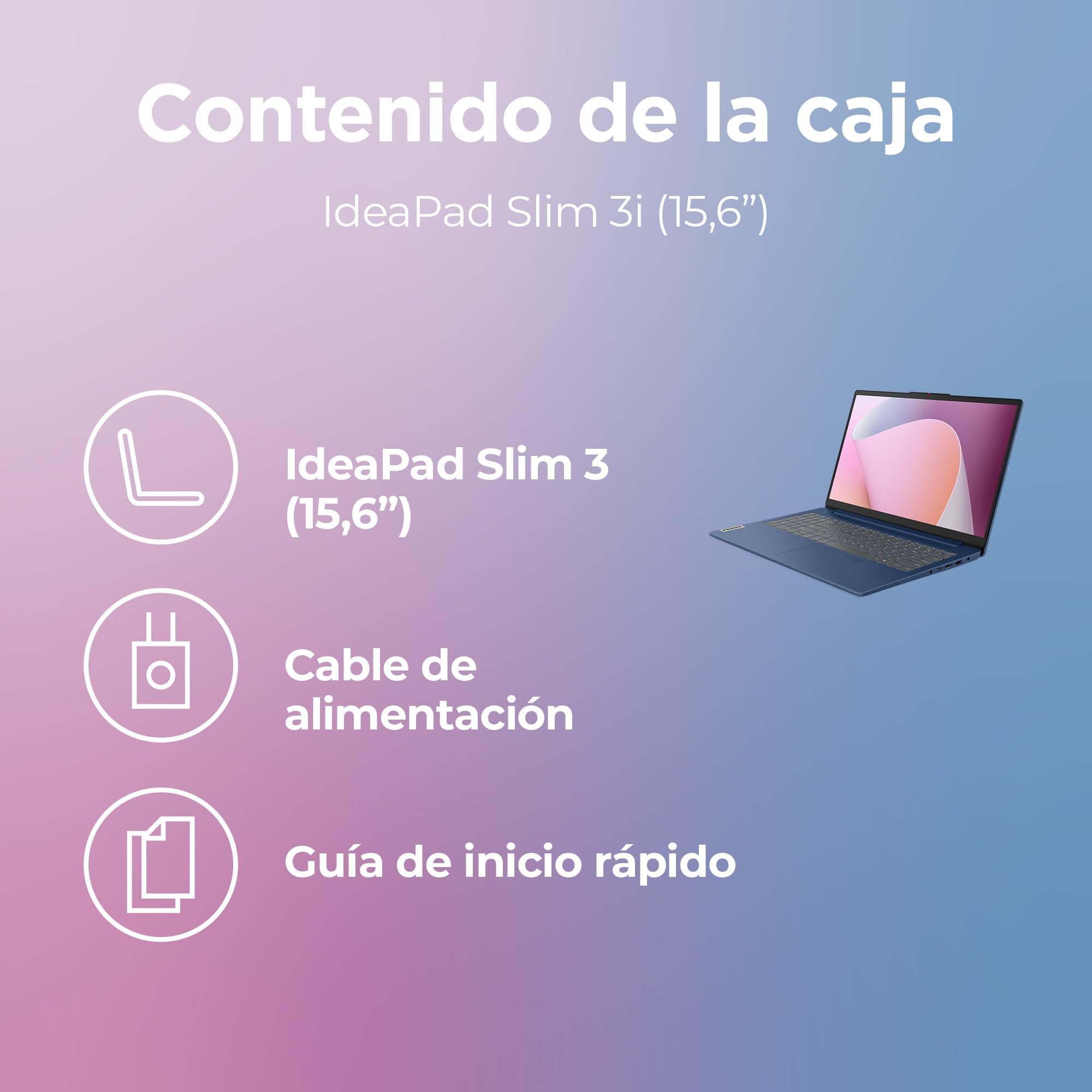 Lenovo IdeaPad Slim 3 Gen 8 – Ordenador Portátil 15.6'' FHD (Intel Core i3-N305, Intel UHD Graphics, 8 GB RAM, 256 GB SSD, Wi-Fi 6, Win 11 Home, Office Trial) Teclado QWERTY Español - Azul Abismo