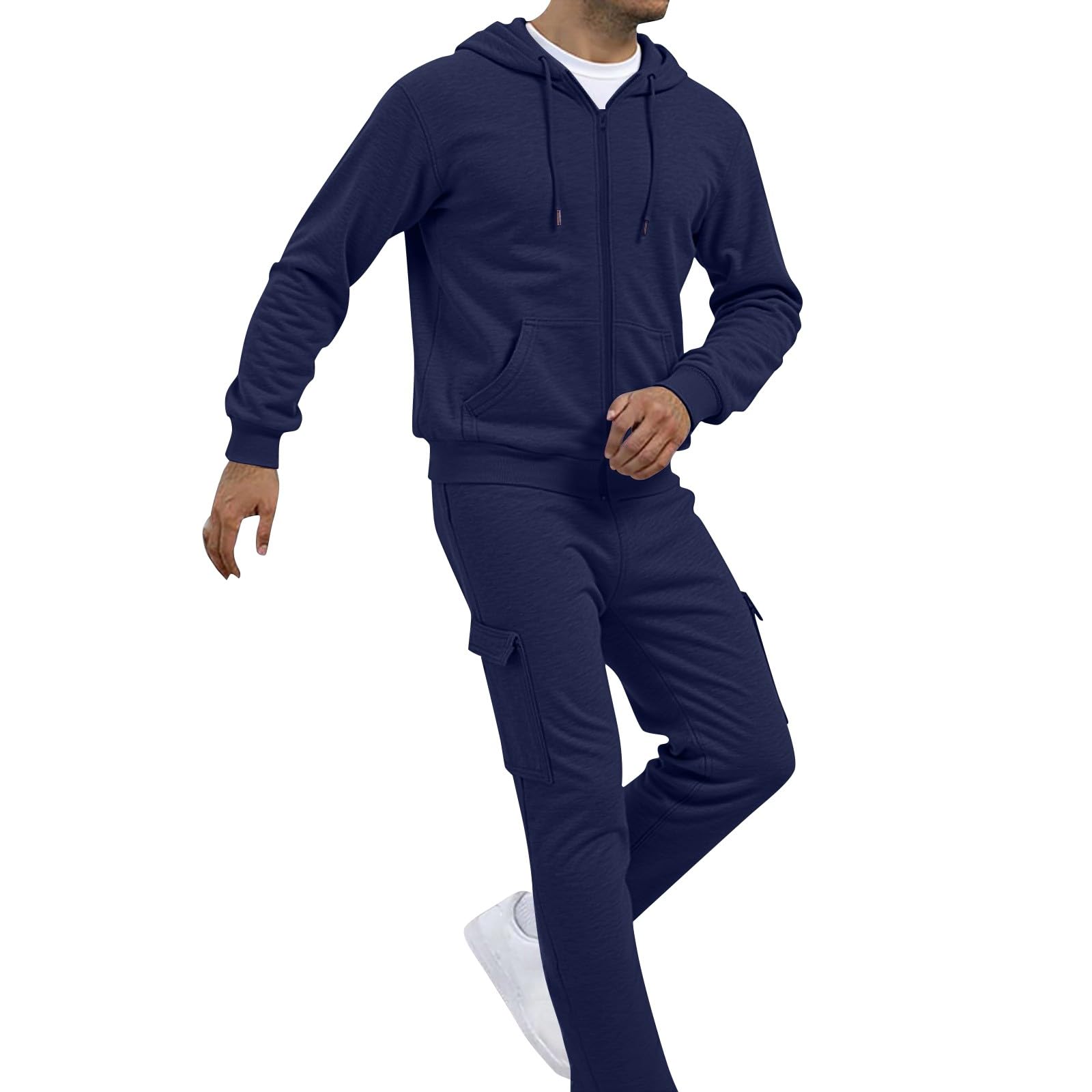 Generisch Tuta da jogging da uomo, per il tempo libero, da uomo, in cotone, calda, Y2K, da corsa, in due pezzi, pantaloni sportivi e con cappuccio, per sport, palestra, da lavoro, 2 pezzi, comoda tuta