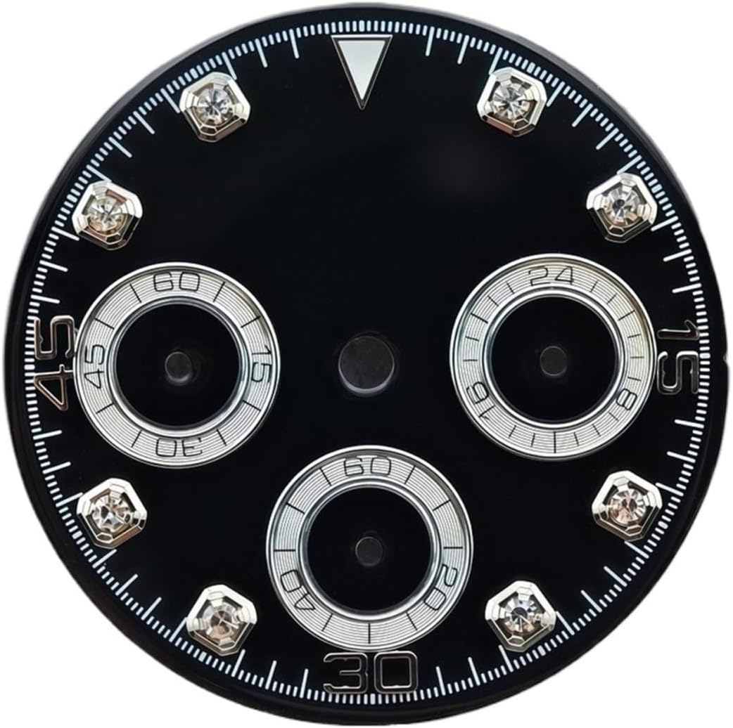29mm Dial Fit VK63 Quartz Movement Chronograph Face 6 Hands Green Luminous 39mm Watch Cases Repair Tool