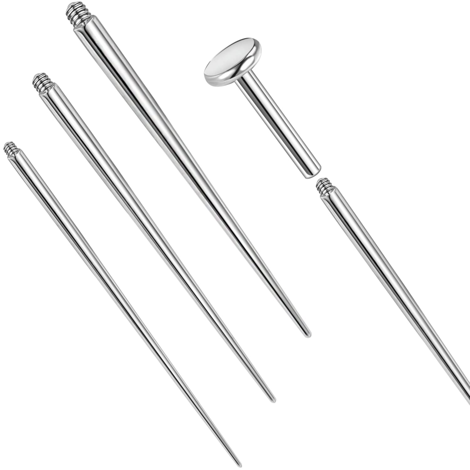 PunkTracker Kit de perforación de titanio ASTM F136 de 14 g/16 g/18 g/20 g para piercing de cartílago, piercing de cartílago, aretes de labio, aretes de nariz, dilatador de nariz