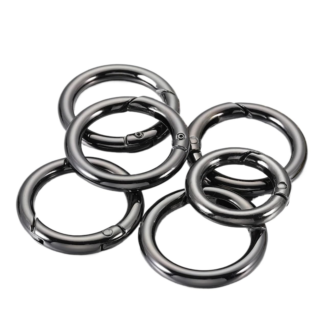 20pcs Spring Clasp Keychain Ring Gold Color Openable Round Carabiner Hook Buckle Bag Chain for Key Jewelry Making DIY for Keyrings,Wallets(Black,28mm)