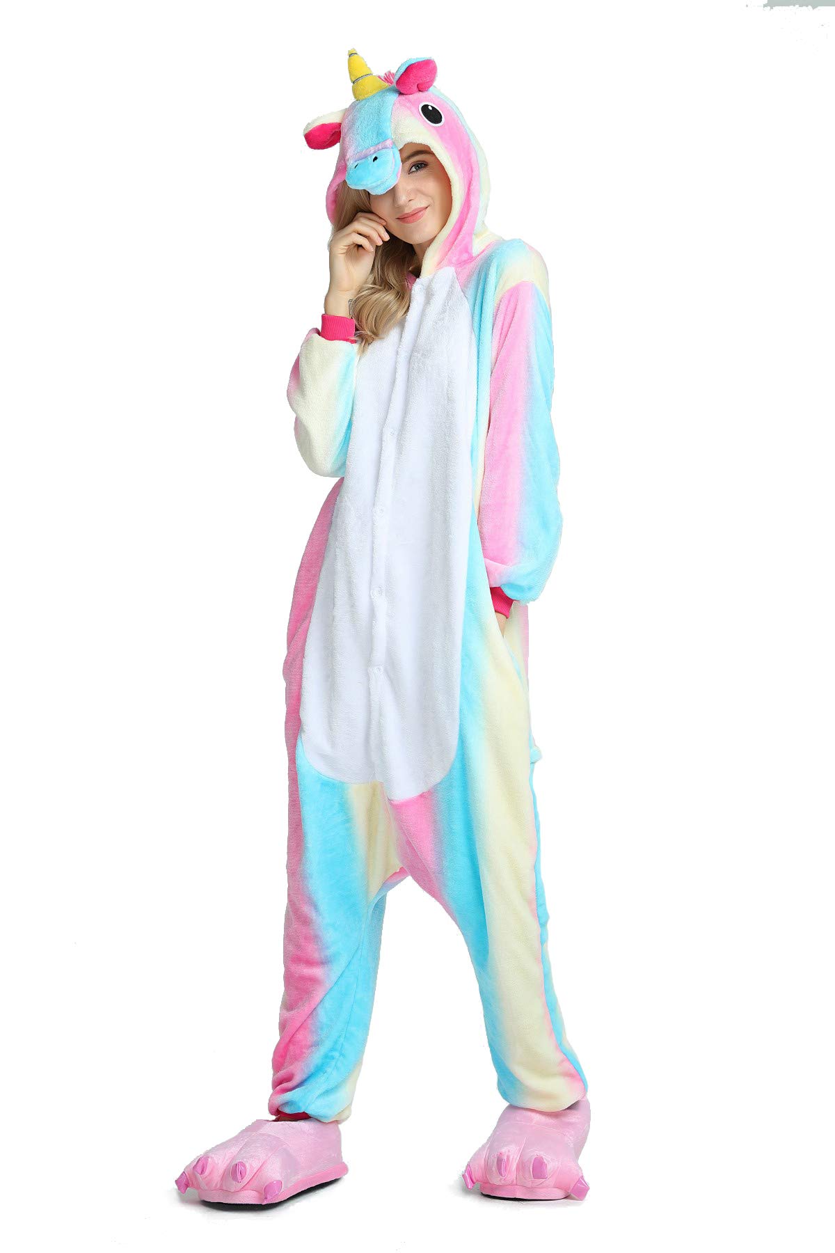 Unicorno Pigiama Kigurumi Animal Cartone Cosplay Carnival Costume OnesieTute Animato Costumi Pigiameria Regalo di Compleanno Festa Halloween Natale