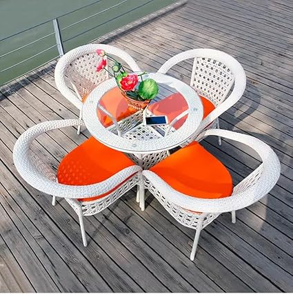 SPYDER CRAFT Patio Furniture Sets Outdor Garden Rattan Wicker Furniture for Garden Balcony Dining Table, Powder Coated Frame, UV Protected (Medium, C7)