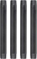 PipeDécor 1" x 12" Black Steel Pipe 4-Pack | Industrial Plumbing Pipe for Vintage DIY Furniture, Shelves & Racks