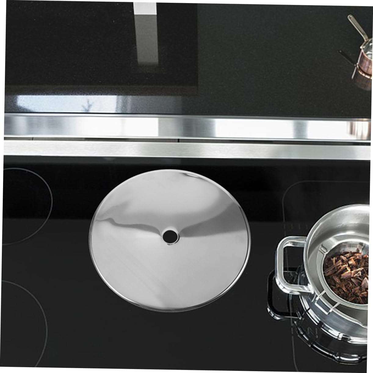 Induction Cooktop Adapter Plate Sinking Stainless Steel Heat Diffuser Cover for Hot Pot Table Easy to Use and Install Prevents Food Overflow