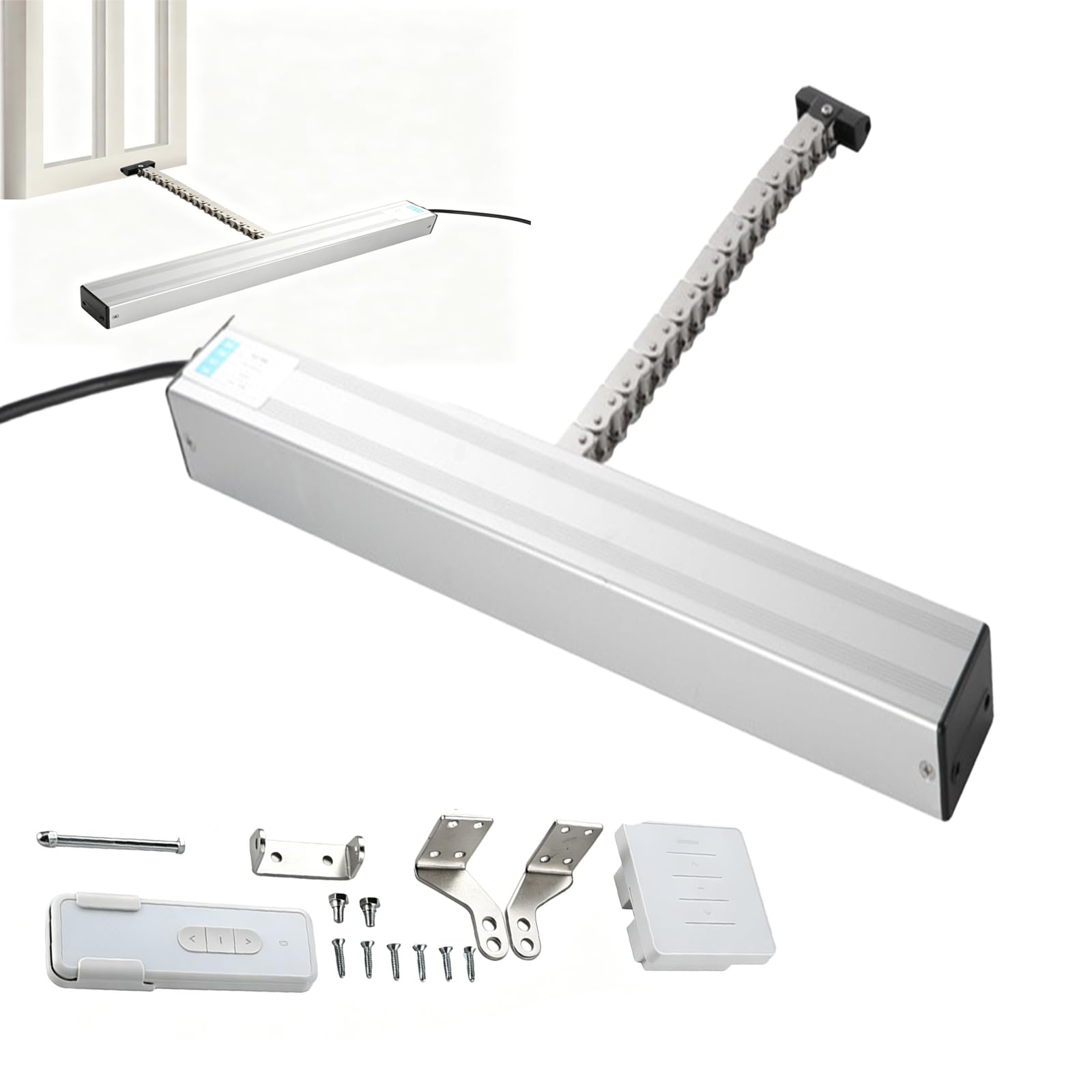 Attuatore elettrico per aprire finestre a catena con interruttore a distanza, 24 V, corsa regolabile 300 mm-600 mm per ventilazione del tetto della serra del lucernario