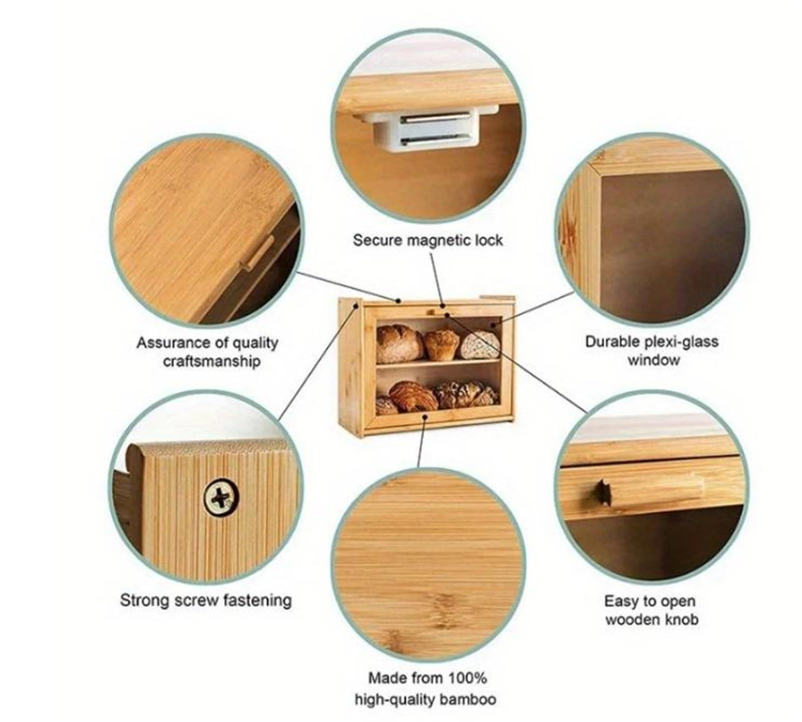 Caja De Pan Panera Para Pan Caja De Pan De Bambú, Soporte De Almacenamiento De Pan Doble, Contenedor De Pan De Gran Capacidad, Organizador De Cocina, Caja De Pan De 2 Capas Caja Contenedor De Pan