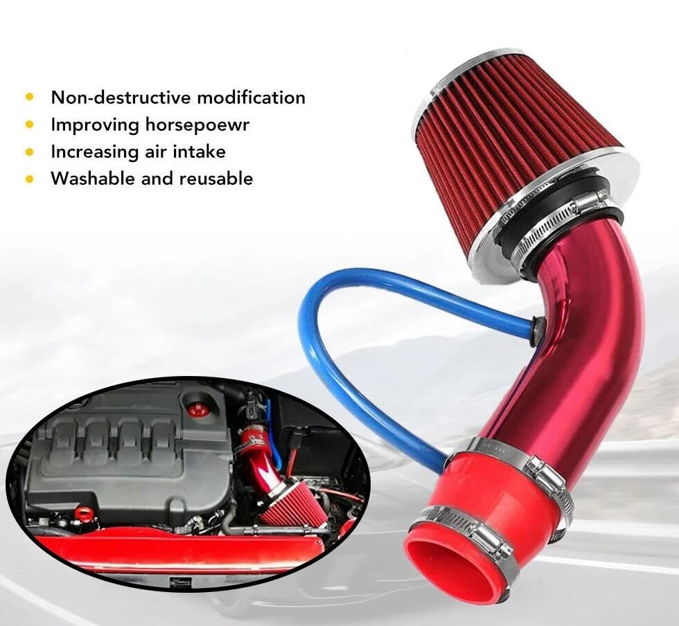 Intake Kit 76mm Auto Universal Racing High Flow Koude Luchtfilter Inlaat Inductieleiding Slangkit Luchtinlaatkit Luchtaanzuigbuis