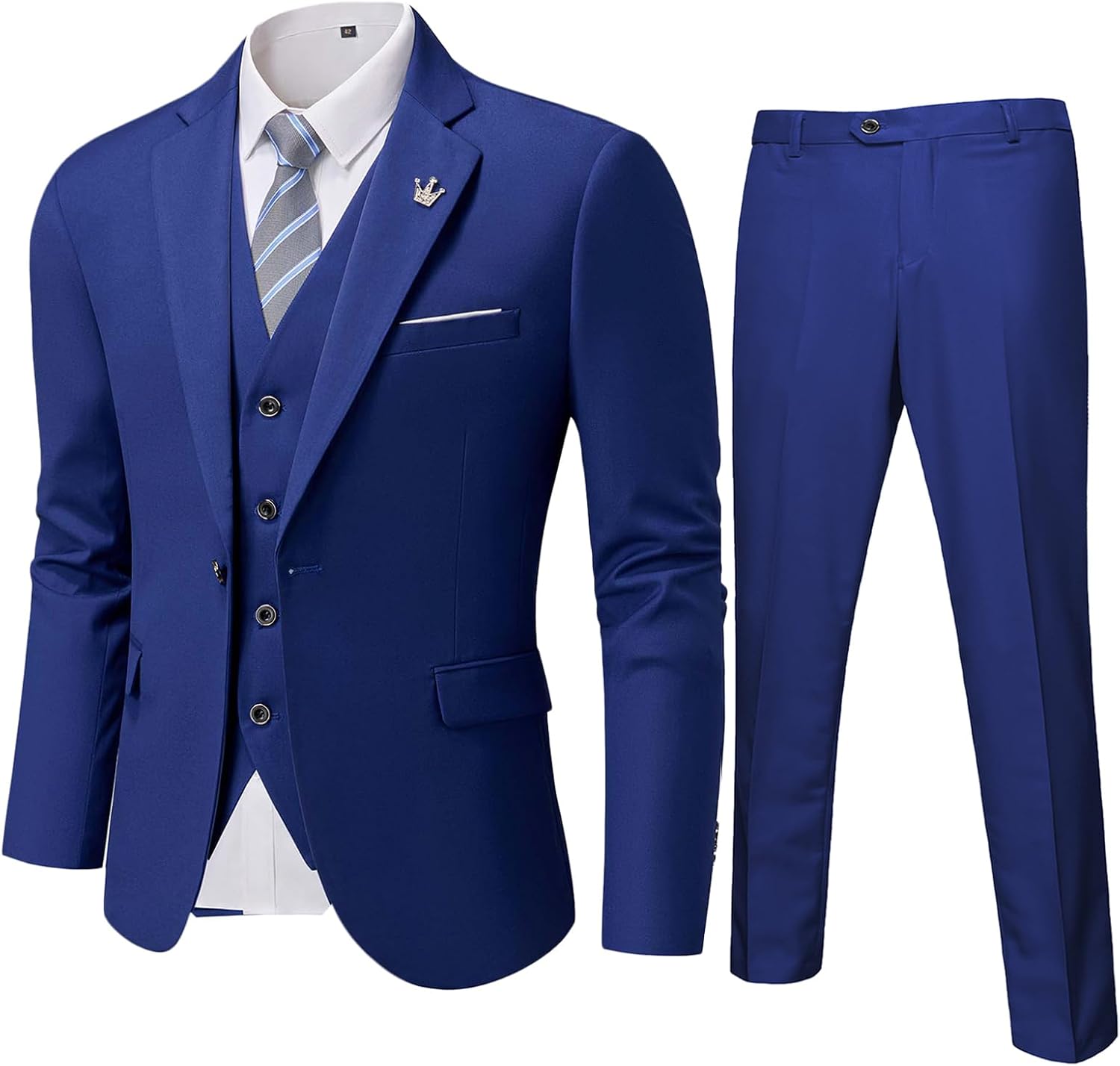 MY'S Men's 3 Piece Slim Fit Suit Set, One Button Solid Jacket Vest Pants... - Picture 49 of 138