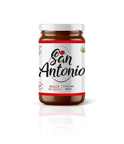 San Antonio Organic Dulce De Leche  Crema de caramelo con leche  Salsa sin gluten y sin lactosa para postres, helados, café y más, 15 onzas (paquete