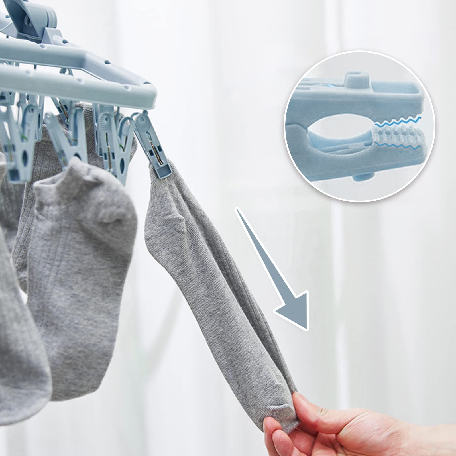 Kleiderbügel Mit 32 Clips – Faltbar, Ausziehbar, Platzsparend Für Socken, Wäsche & Mehr