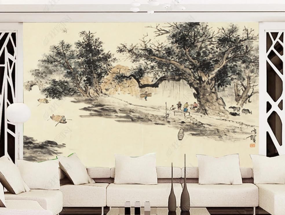 Papier Peint Intissé Lavis d'Encre pour Mur Imparfait