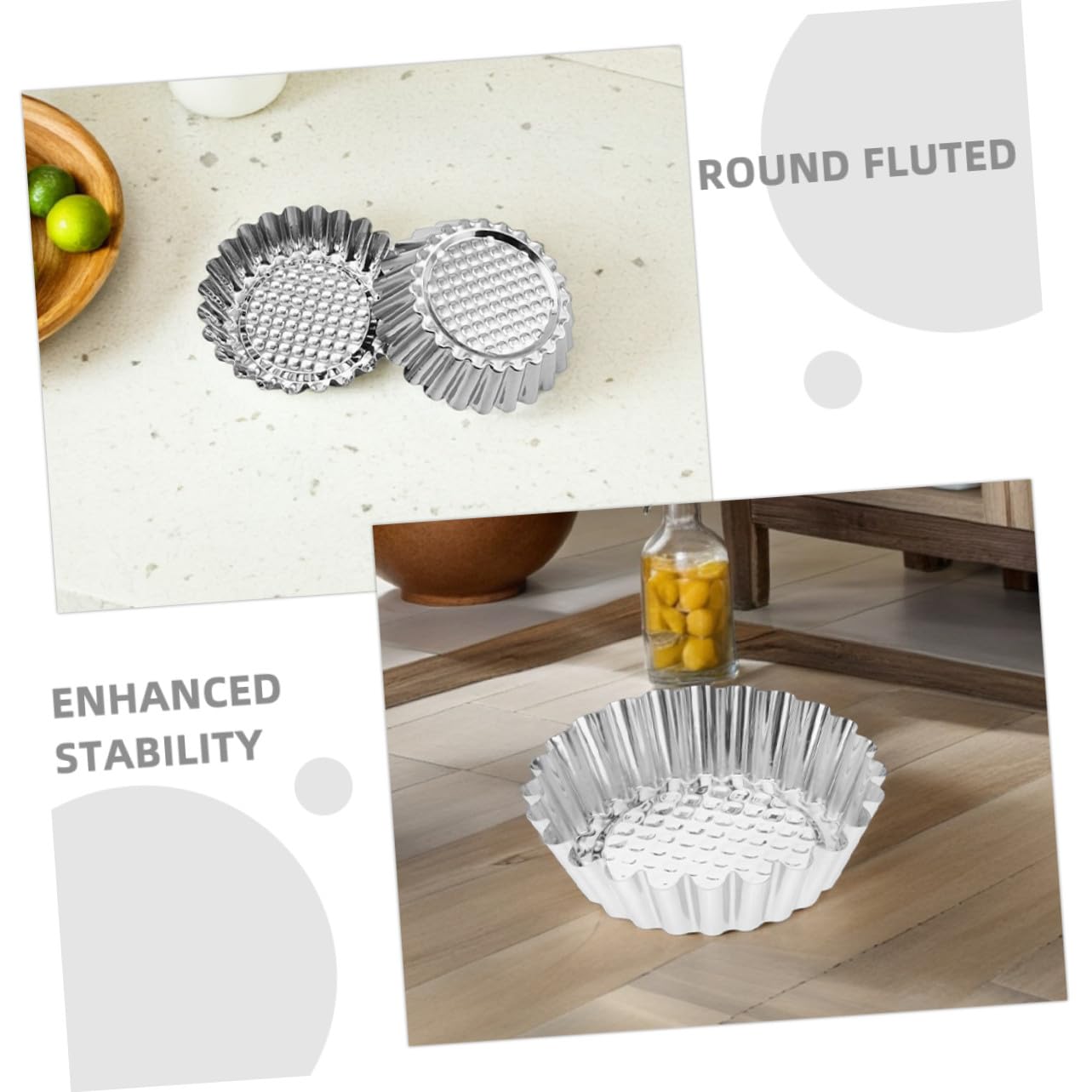 TOYANDONA 30piezas Moldes para Tartaletas de Huevo Mini Moldes Redondos de Acero Inoxidable para Hornear Borde Decorativo de Flores para Hornear Tartas Pequeñas