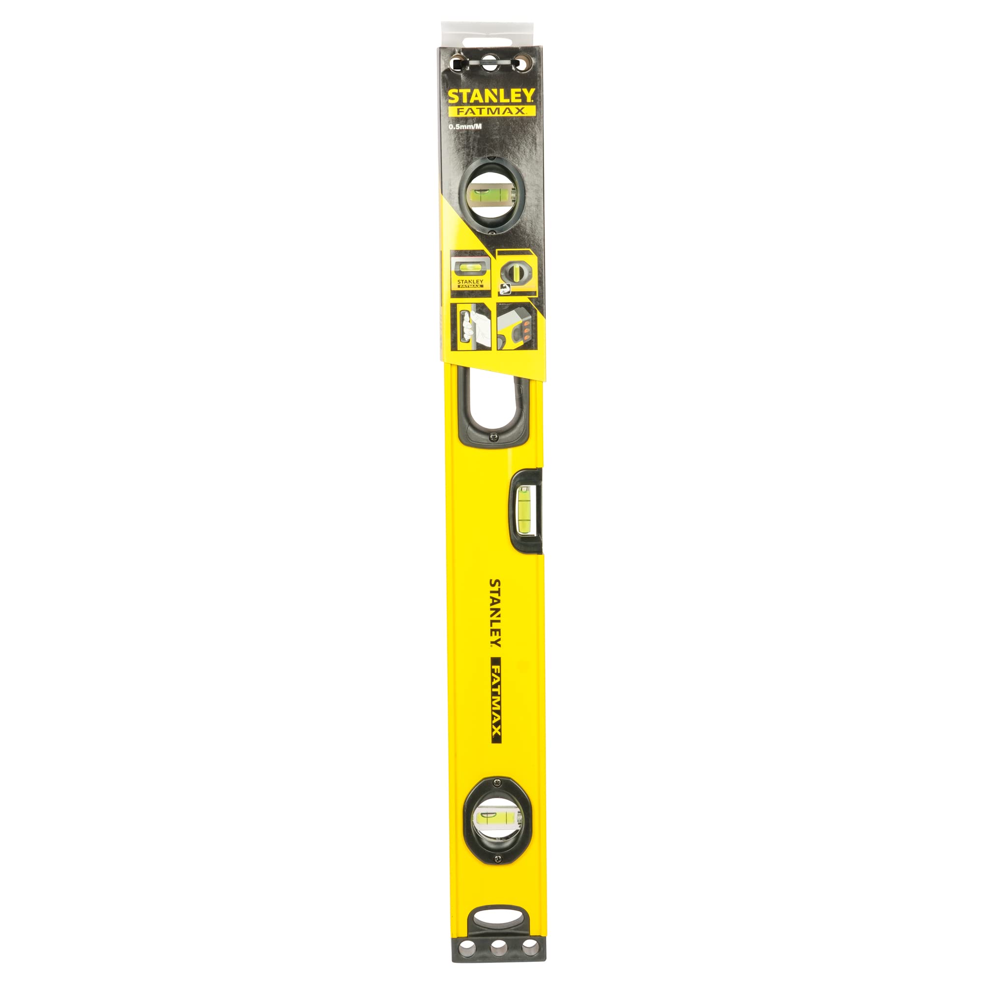 STANLEY 1-43-524 Niveau 60 cm - Gamme FATMAX - Structure en Aluminium Renforcé- 3 Fioles Haute Visibilité - 2 Semelles Usinées -