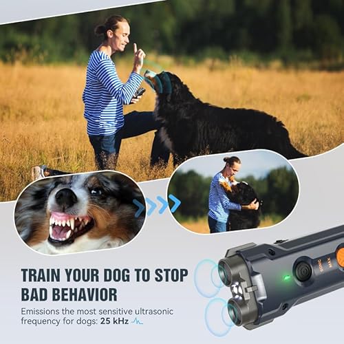 Anti Bell Gerät für Hunde, Antibell Ultraschall Gerät mit Stroboskop Taschenlampe Hundebell Kontrollgeräte Tragbar Stopp Hundebell Wiederaufladbares Anti Bellen Gerät für Kleine Mittel Große Hunde