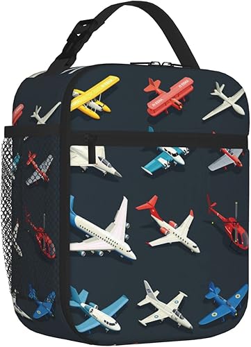 Miniatura 2 de SARA NELL Lonchera térmica con diseño de aviones y helicópteros vintage, para mujeres, hombres, adolescentes, niños, bolsa de almuerzo reutilizable