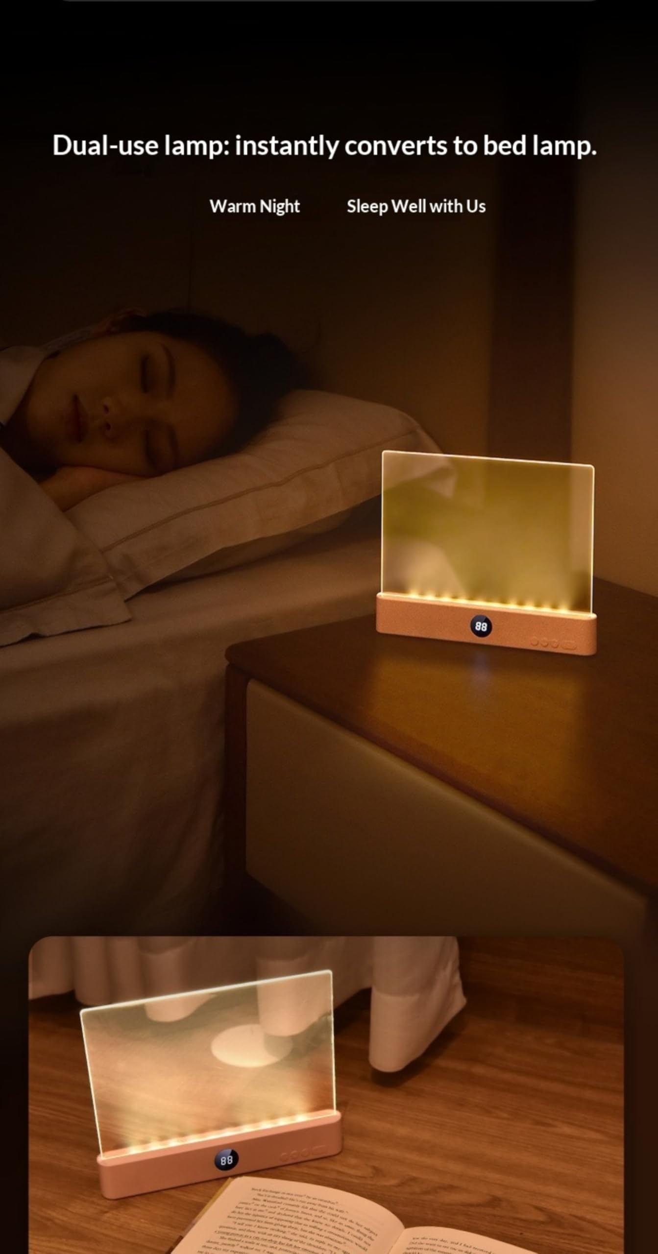 Lampada Da Lettura LED con 3 Colori, Timer, Luce Regolabile e Ricaricabile