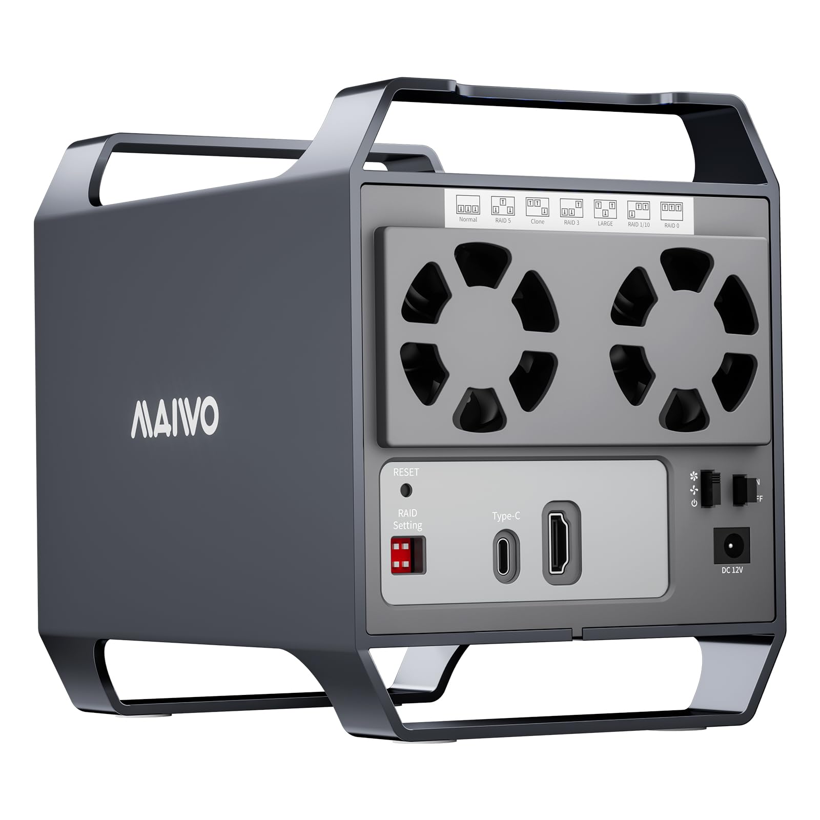 Photo 1 of SELLING FOR PARTS ONLY ............................MAIWO 4 Bay HDD RAID Enclosure for 3.5" SATA Drive with Cooling Fan, USB A-C 3.0 & C-C Cable Included, Supports Raid Normal,0,3,5,1/10,Clone/Large(jbod) & 96TB Capacity, DAS Enclosure