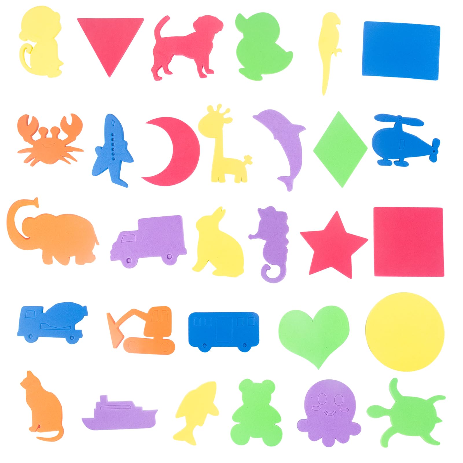 AYNKH 30 Piezas de Espuma de baño de Animales y vehículos y gráficos para el bebé Aprender, extraíble baño Educativo de Dibujos Animados de gráficos, Creative Soft Kids Espuma de baño de Juguetes