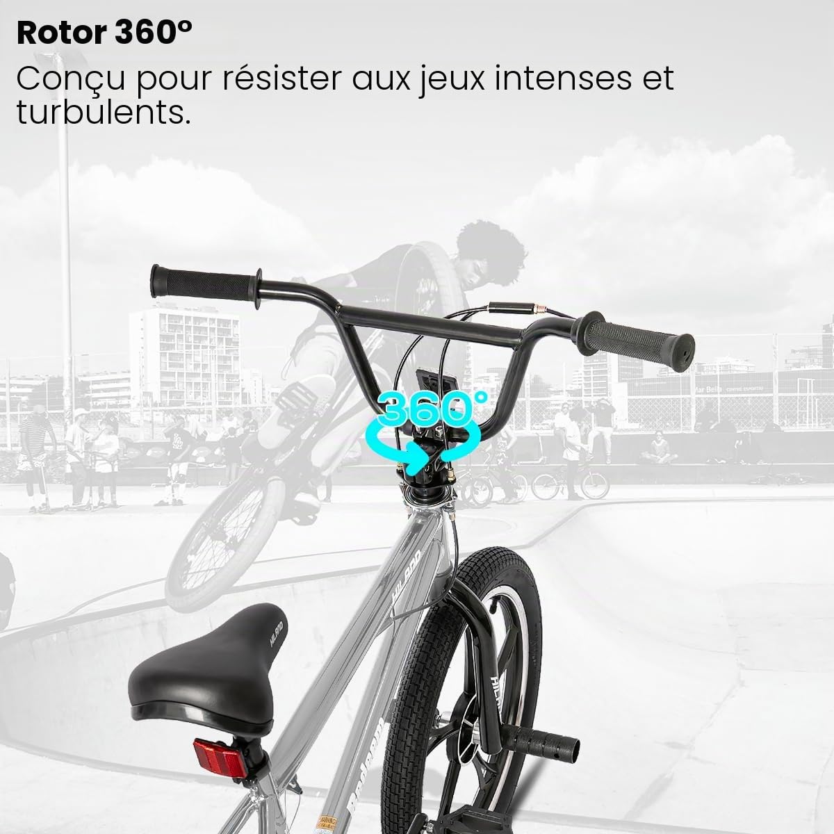 HH HILAND Vélo BMX 20 Pouces à 3 5 Rayons pour garçons et Filles à partir de 7, 8, 9, 10 Ans, Rotor Freestyle à 360 degrés, 4 pegs Single Speed Vélo BMX pour Enfant