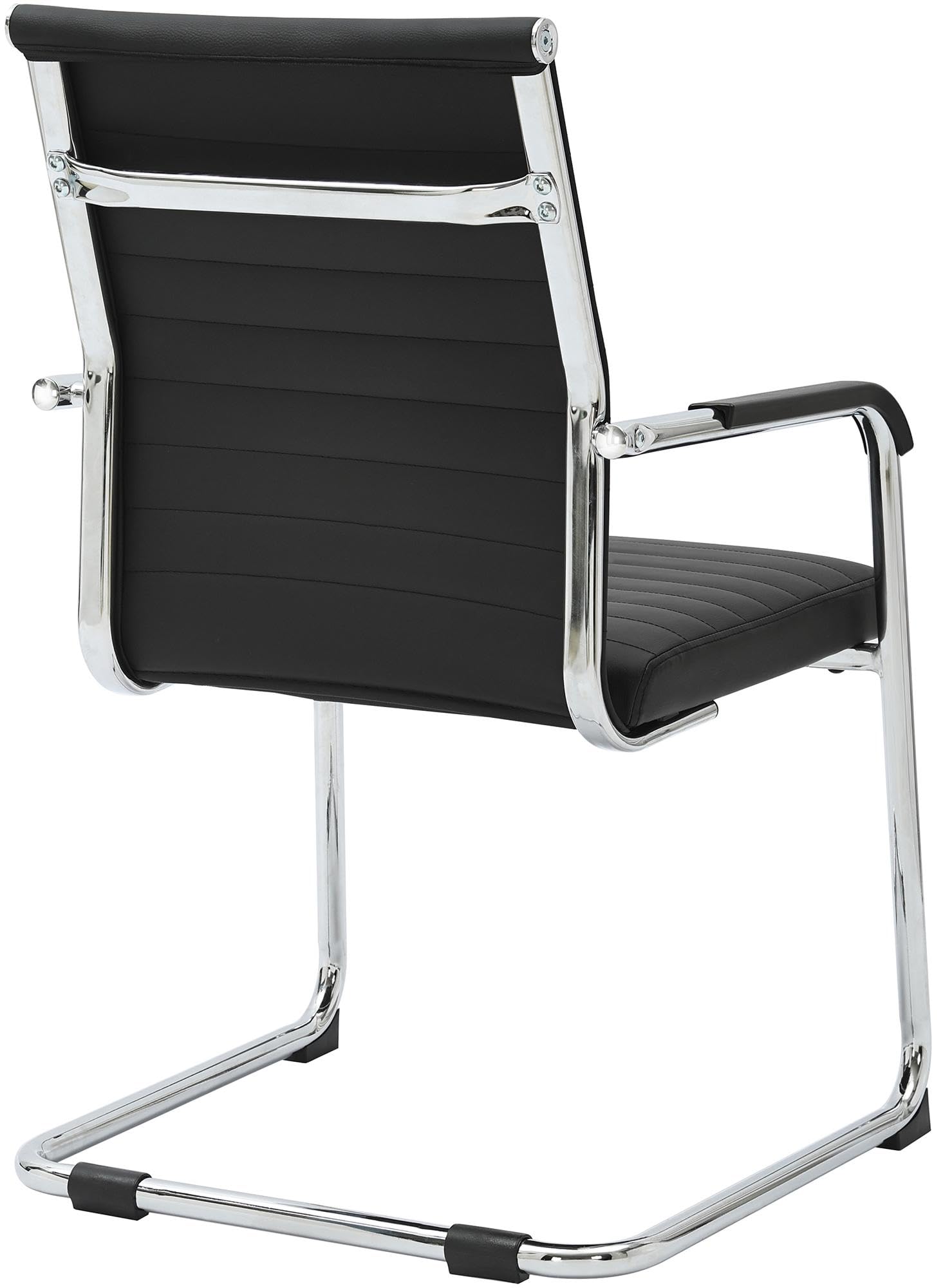 CLP Sedia da ufficio ergonomica Hakon, cantilever con braccioli, telaio in metallo cromato, sedia visitatore nera, sedia conferenza, Colore:nero