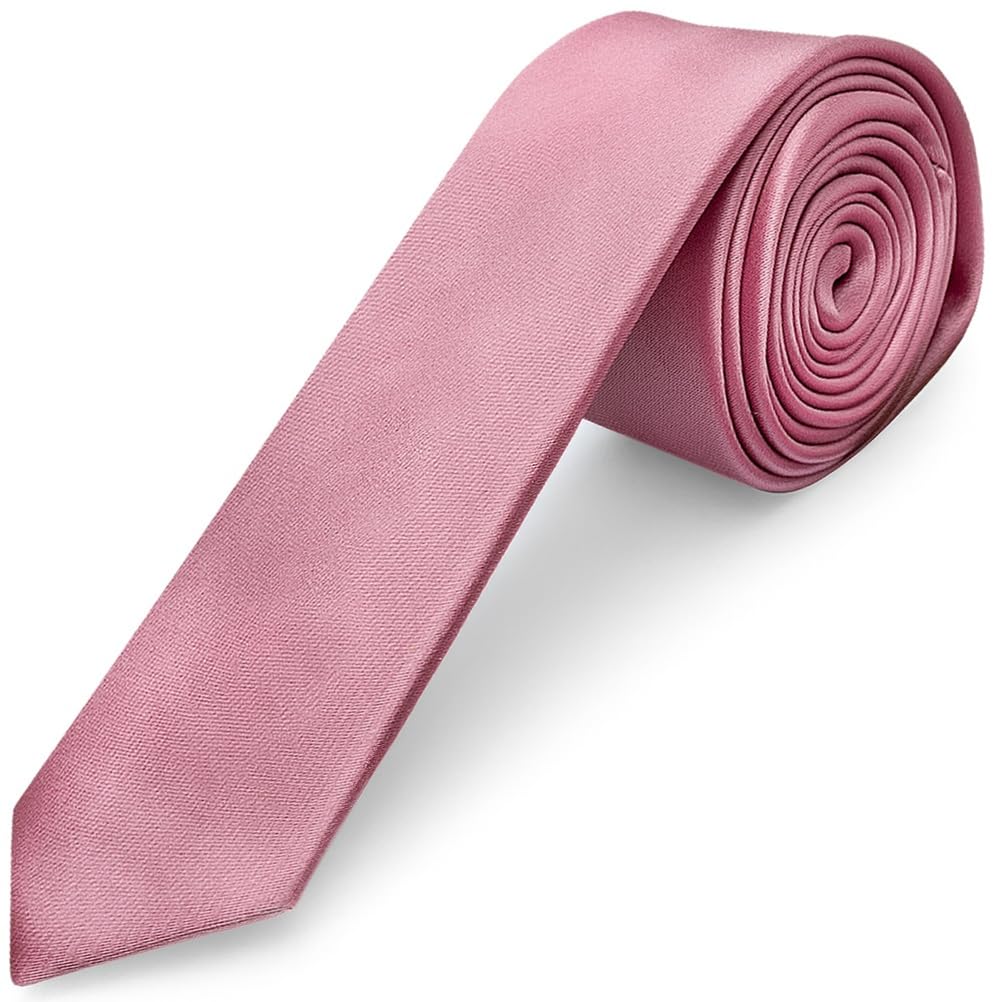 Ties R Us Boys Dusty Pink Satin Skinny Tie