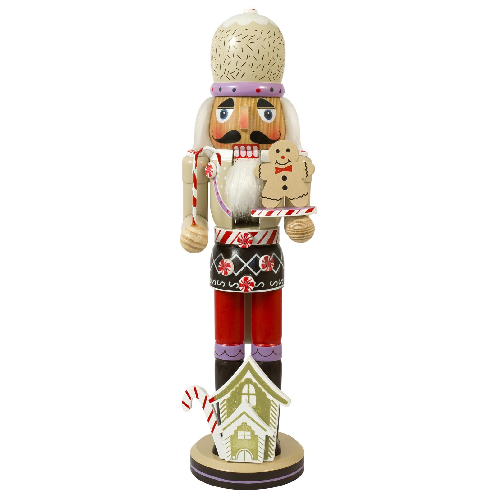 WVIOUOPU Christmas Gingerbread Nutcracker Decorations - 14 Inch Handmade Wooden Nutcracker Figures for Tabletop Festival Shelves Xmas Home Party Christmas Ornaments Gifts