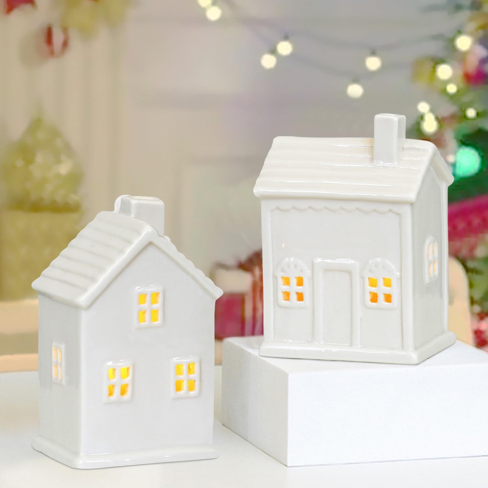 Petite Maison Blanche en Céramique avec Led - Les Bambetises