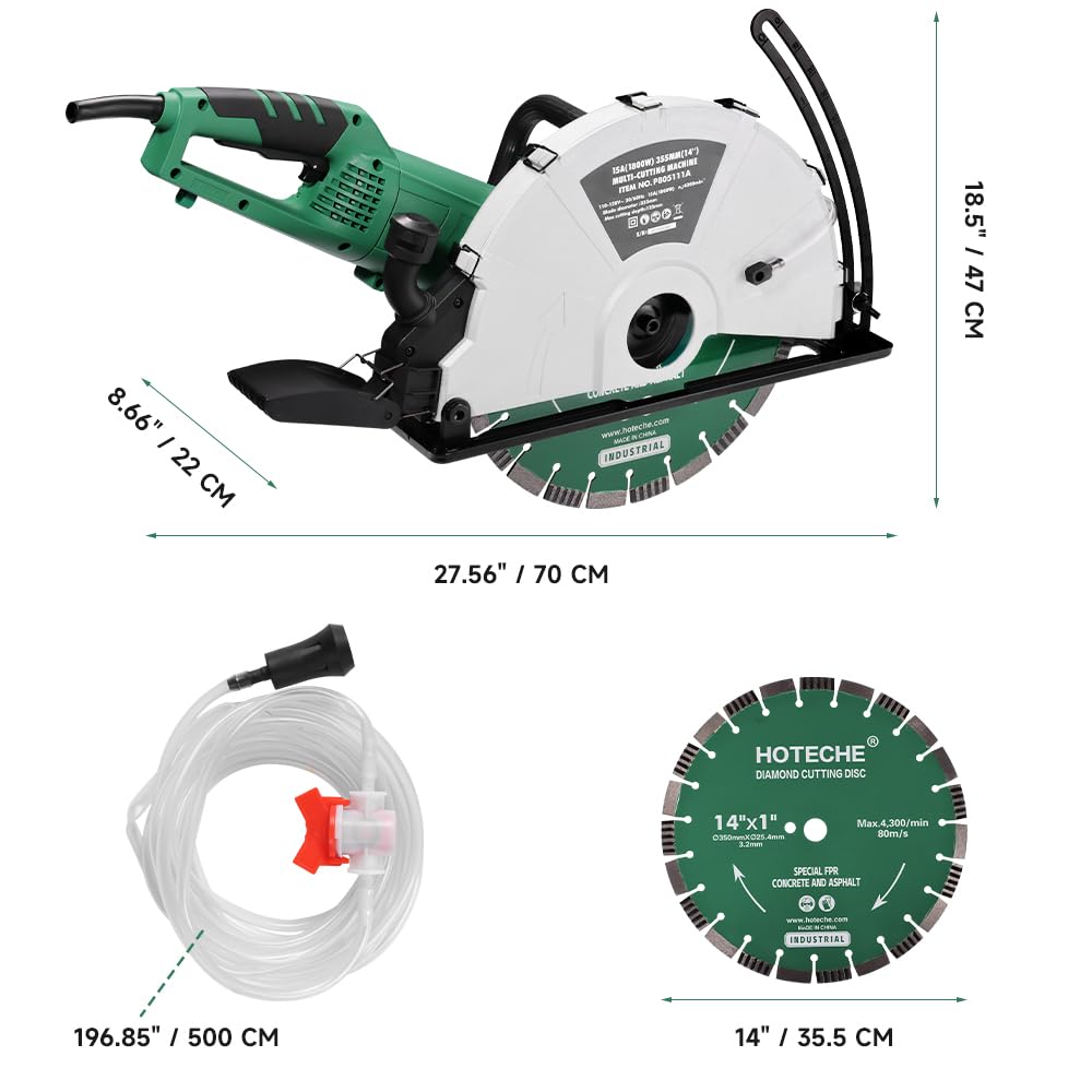 Hoteche 14" Electric Concrete Saw - 2600W -2