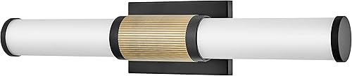 Miniatura 3 de Hinkley 50062BK-LCB Zevi - Lámpara LED mediana para tocador de baño, barra de baño de ópalo grabado, moderno puño de dos tonos, se monta vertical u