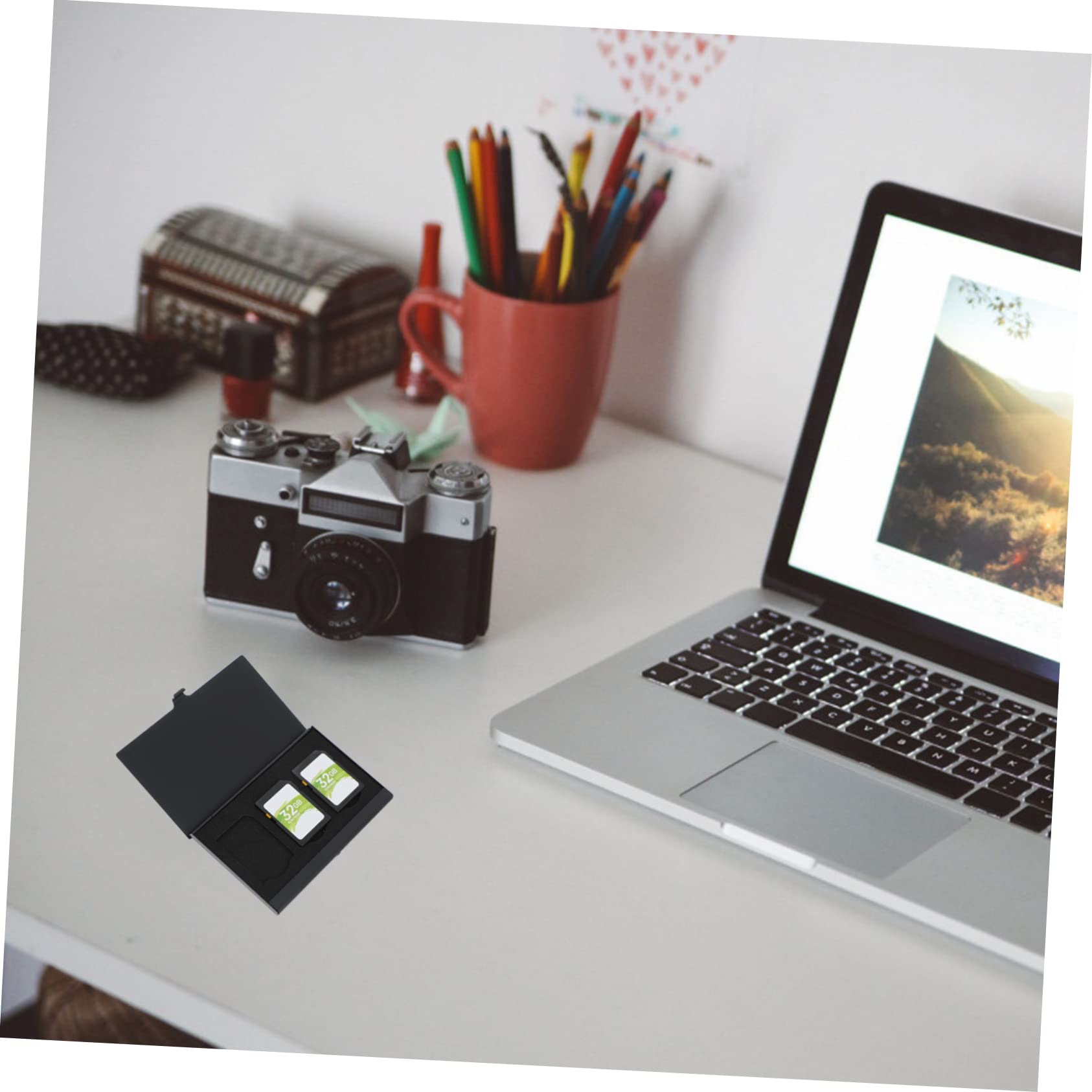 DOITOOL 2pcs Memory Card Holder Case Portable Photography Supply Shockproof Storage for Cards for Photographers Black Color