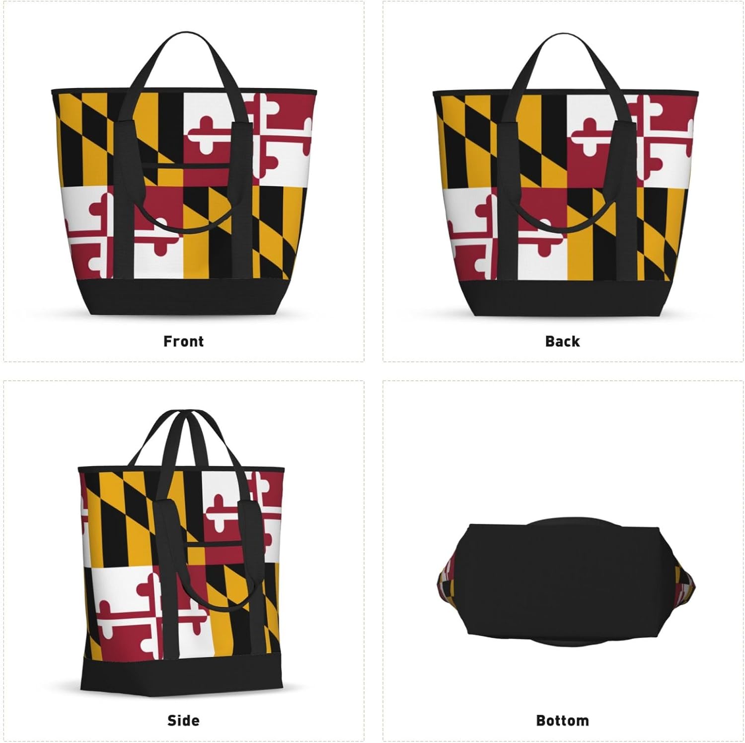 Maryland State Flag Print Large Cooler Bag Tote Bag,Reusable Grocery Bag,Lunch Box Bag, For Picnic Beach Camping