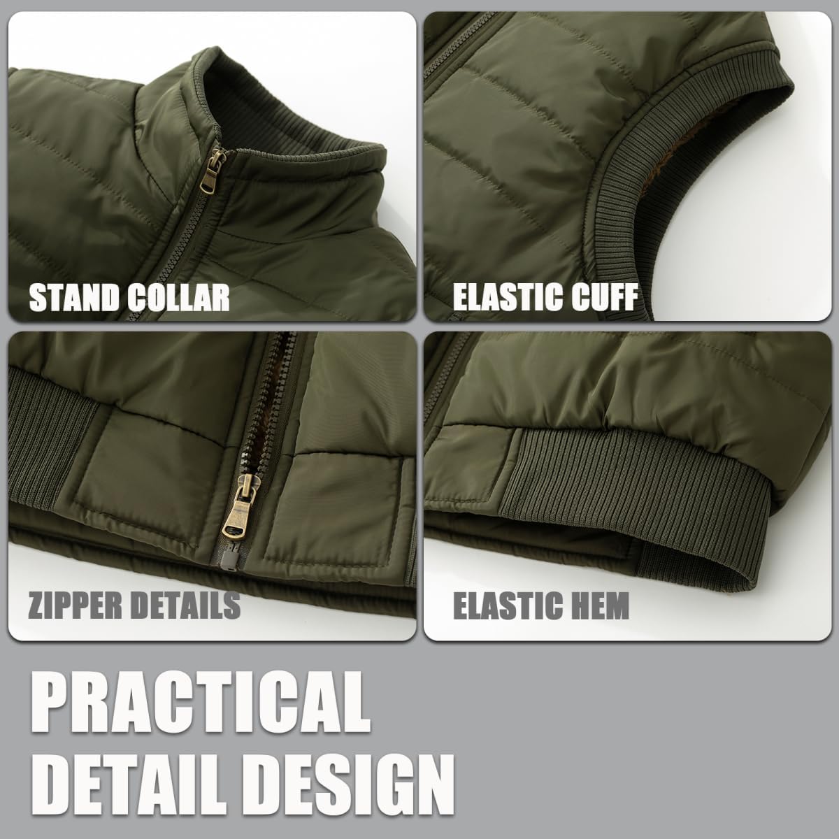 Msmsse Men's Outerwear Vests Winter Quilted Padded Vest Gilet Stand Collar Warm Puffer Vest