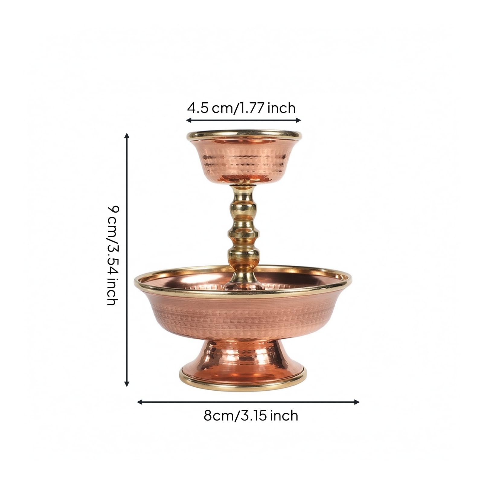 predolo Rituelle Opf-Schale aus mit Sockel gehämmt gehämmte schale mit Stiel und Obbech warm metallisch gehämmte schüssel, 8CM