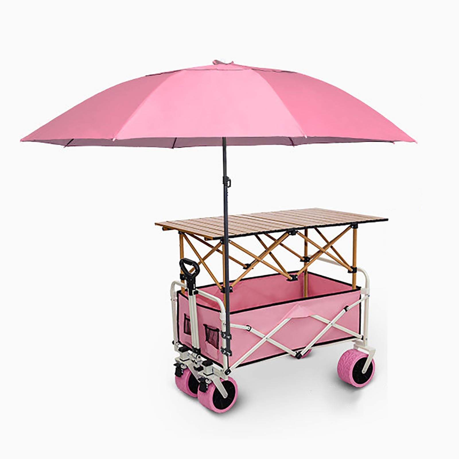 Foldable Outdoor Vendor Cart, Heavy-Duty Mobile Street Food Display Stand