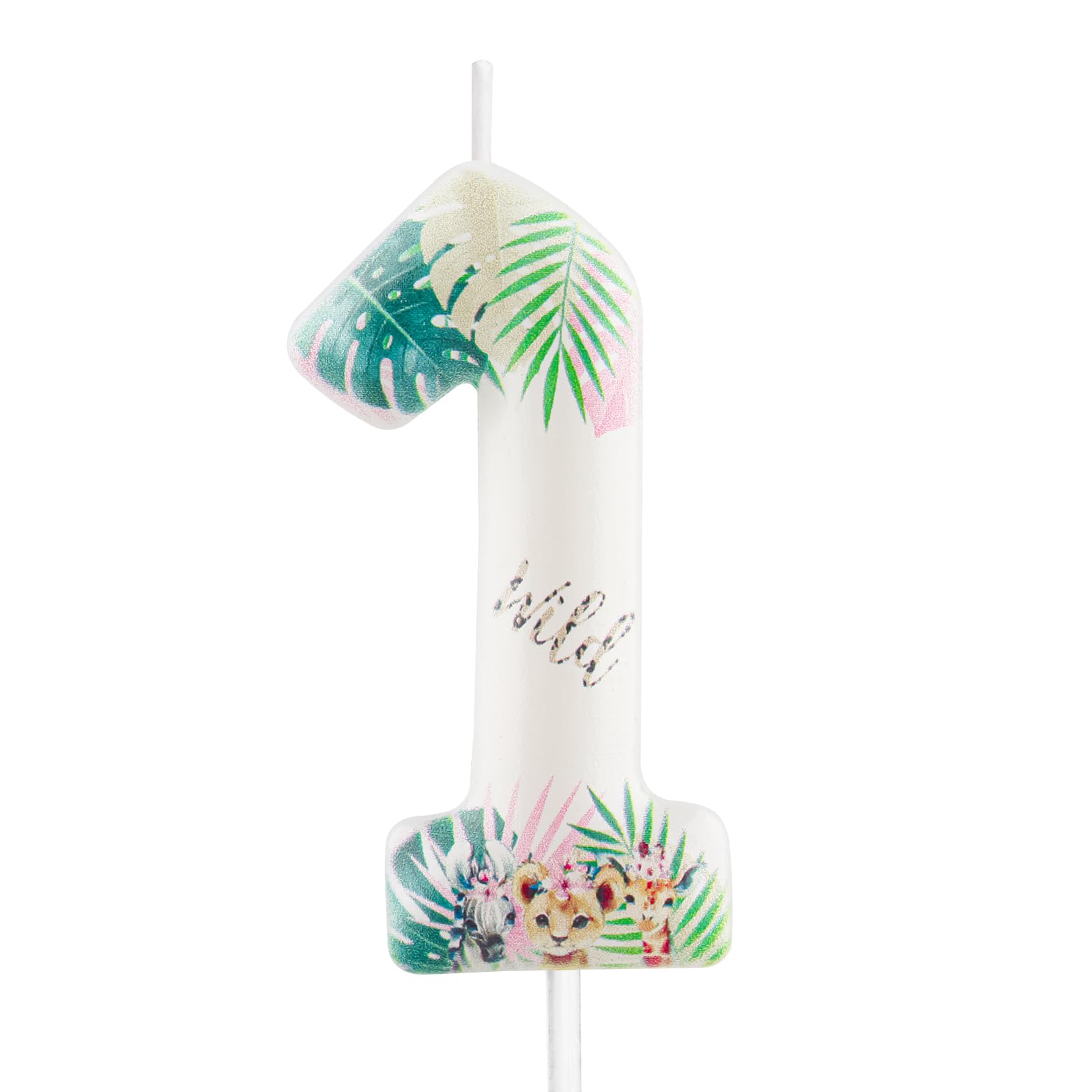 Yiran Safari Animal Number 2 Birthday Candle, Wild One Jungle Themed Cake Topper, Tropical Palm Leaf Party Decorations for 2nd Birthday Boys Girls Baby Shower — view 10