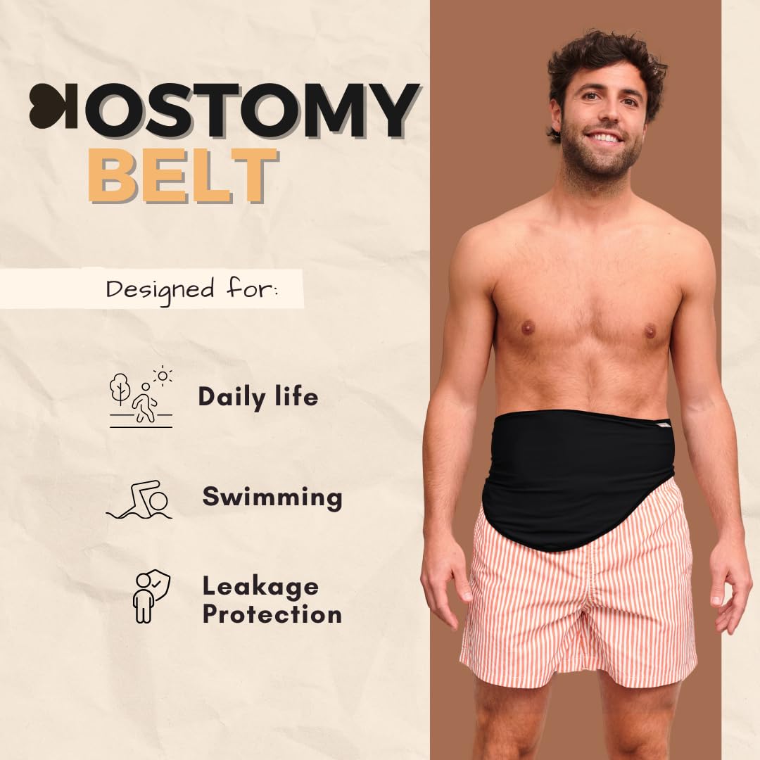 Ostomy Belt for Men + Stoma Protector Guard | Colostomy Ostomy Bag Covers for Sports | Stealth Ileostomy Belt | Ostomy Bag Cover | Ostomy Wrap Abdomen | Made in Europe (S)