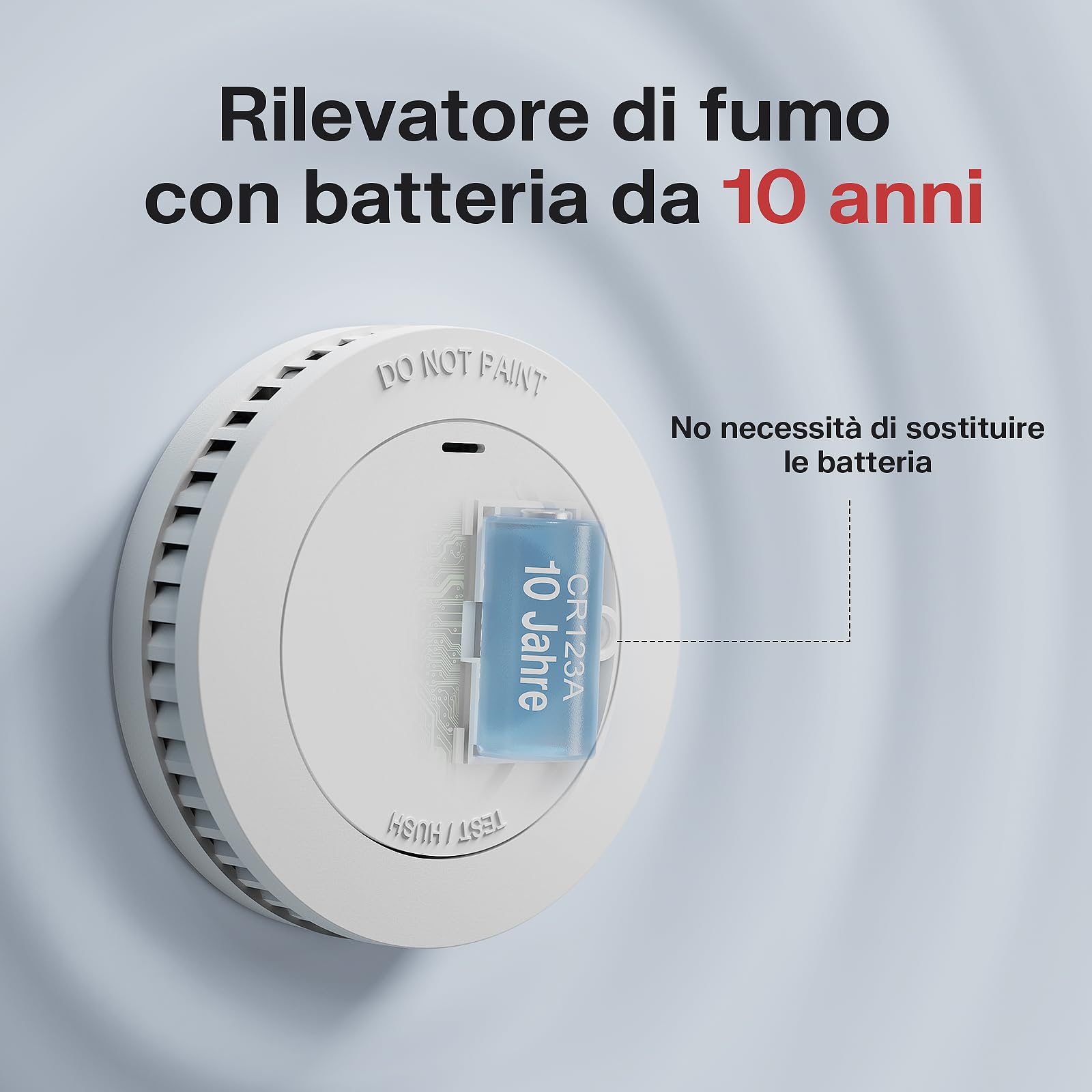RUNIDUR Mini Set di Rilevatori di Fumo con Batteria da 10 Anni, Rilevatore di Incendio Senza Falsi Allarmi, Rilevatore di Incendio Piatto da Incollare Senza Forare, Bianco, Confezione da 3