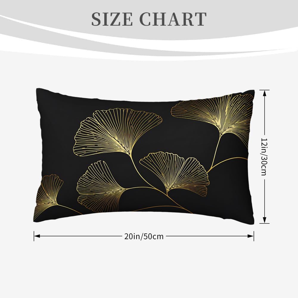 Minimalist Botanical Throw Pillow Cover,Golden Ginkgo Leaf Line Art Lumbar Pillow Cases Cotton Linen 12x20 Inch for Chair Sofa Bedroom Living Room Home Decor image 5