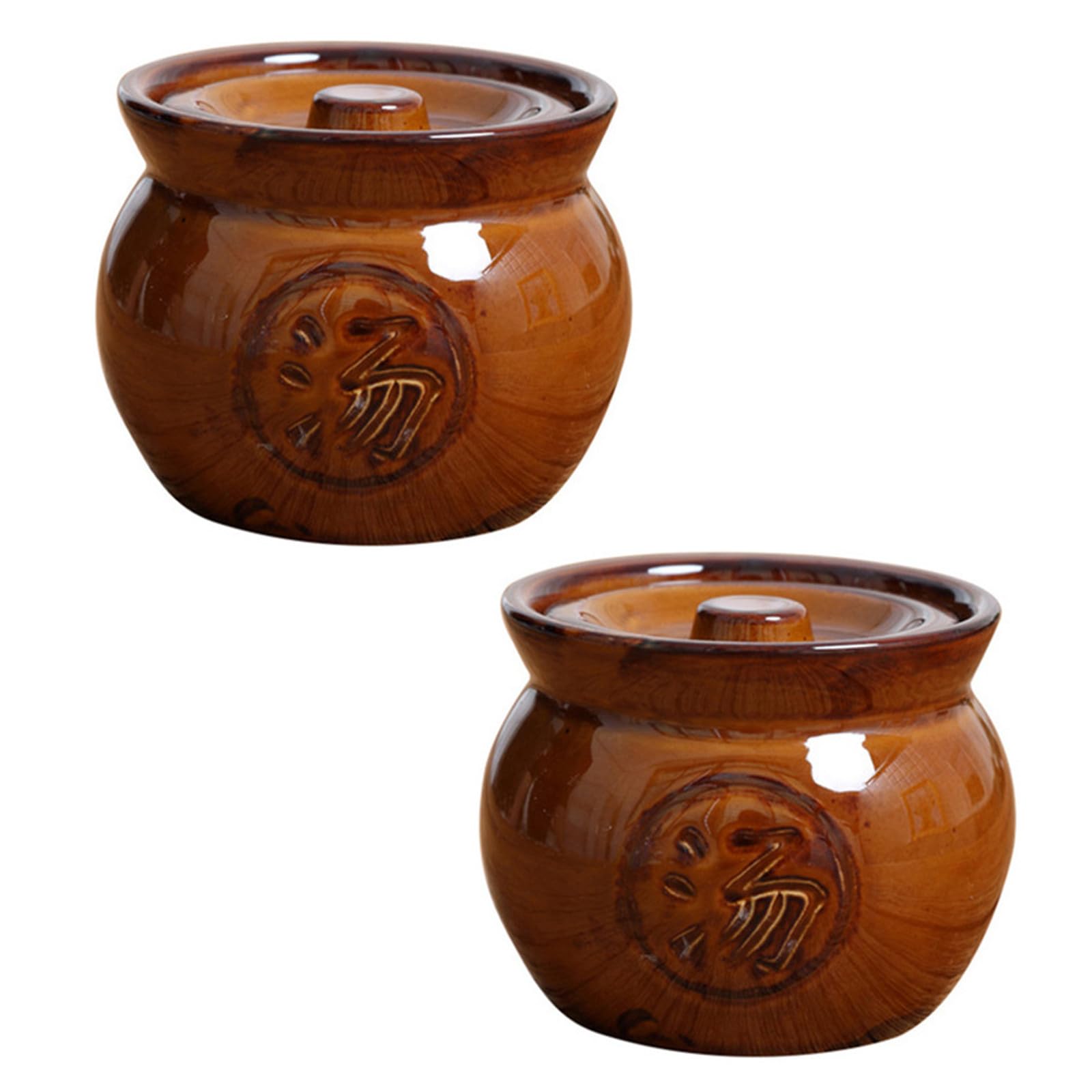 Suppentopf aus Keramik mit Deckel, 350ml, 2 Stück, Retro